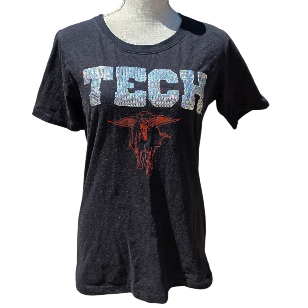 Texas Tech T-Shirt Rhinestone Graphic Tee Short Sleeve Top